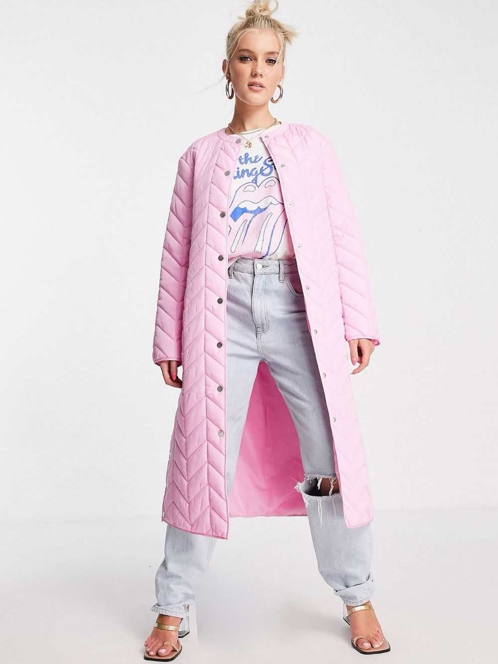 ASOS PIECES Longline Quilted Jacket
